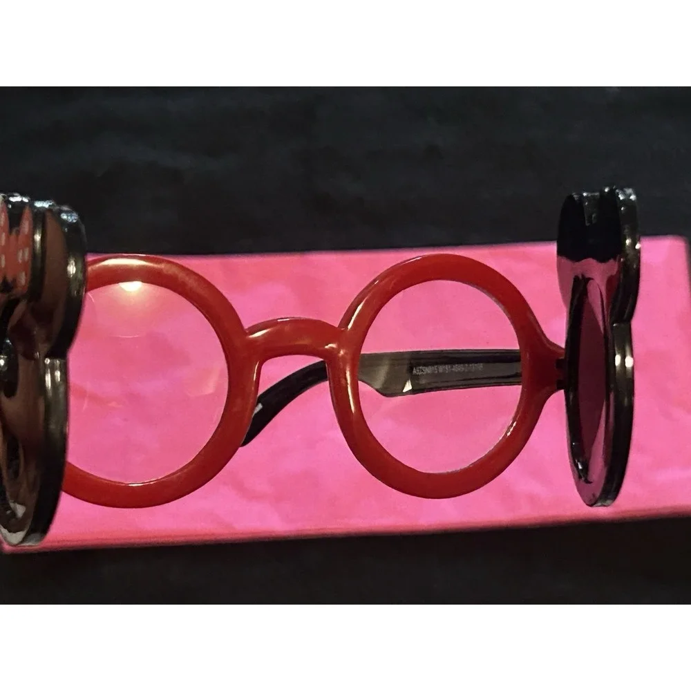 Disney Parks Heart Sequin Minnie Mouse Ears Pink Bow Headband + Glasses (Bonus)